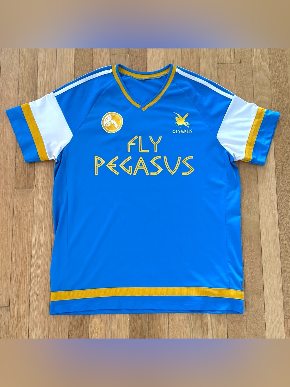 Disney Hercules Fly Pegasus Soccer Jersey Mens XL Blue Gold BoxLunch